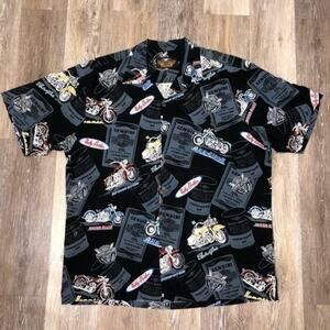 Harley-Davidson x Tori Richard Oil Can Camp Shirt Size XL Black Gray